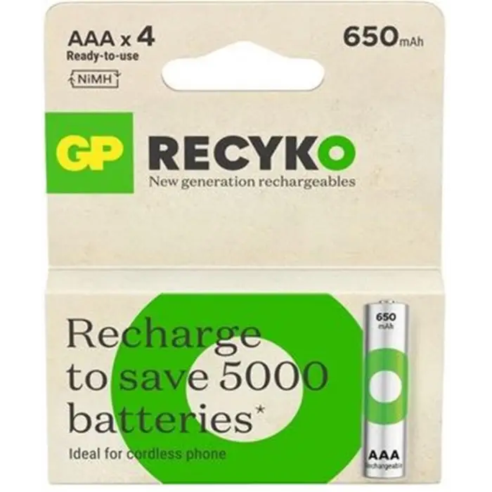 GP AAA 650 mAh Şarjlı İnce Kalem Pil 4lü Paket GP65AAAHCEM-2GBR4