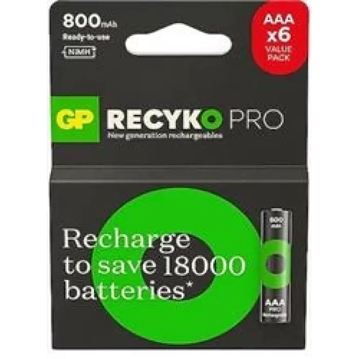 Gp AAA 850 mAh Şarjlı İnce Kalem Pil  4+2li Paket Recyko GPHCH83BOK