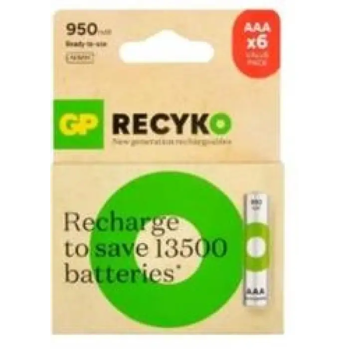 GP AAA 950 mAh Şarjlı İnce Kalem Pil 4+2li Paket GP100AAAHCE4-2BB