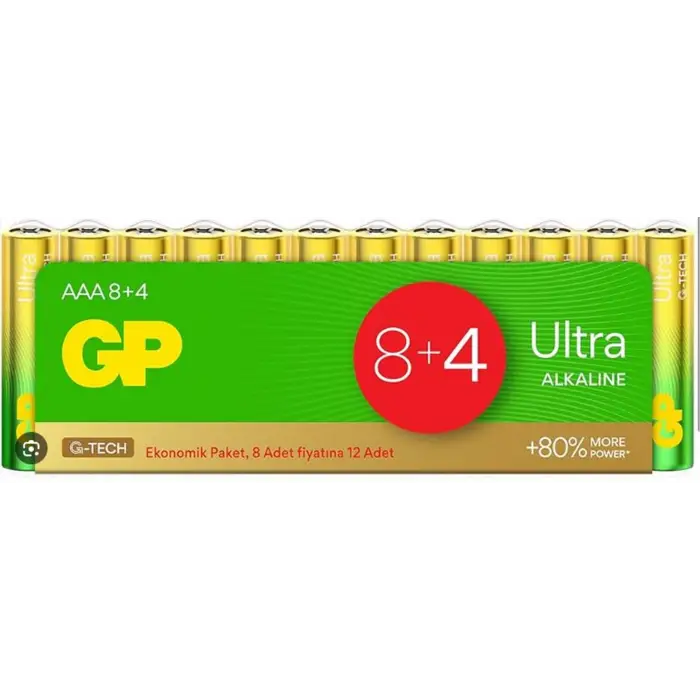 GP G-Tech LR03 AAA Boy Ultra Alkalin İnce Kalem Pil 12li Paket GP24AU-VS12