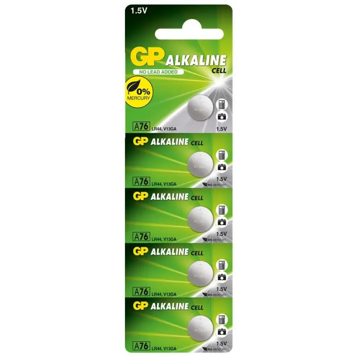 GP GPA76-C5 LR44 AG13 Alkalin Düğme Pil 5li Paket 