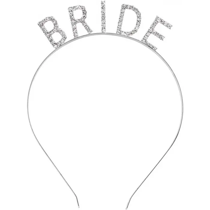 Gümüş Renk Bekarlığa Veda Kristal Taş Bride Tacı İthal 16x10 Cm