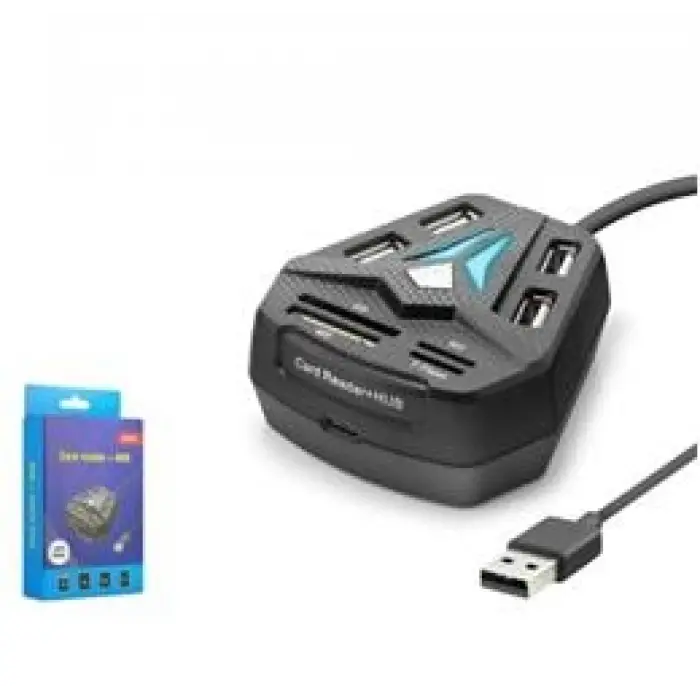 HADRON A068B USB Combo Hub Kart Okuyucu 8 Port Siyah