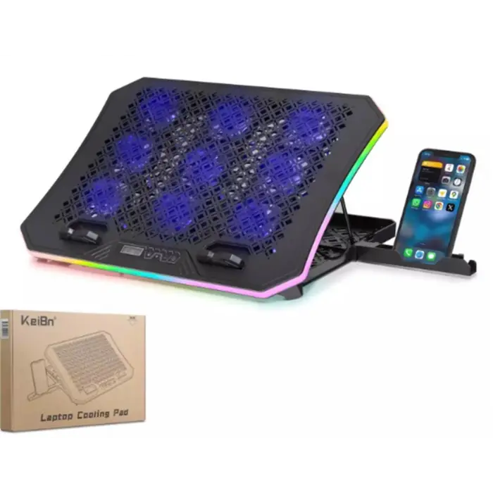 Hadron Dcxa19 Notebook Soğutucu 9-Fan + Telefon Standı 14-18 RGB Siyah