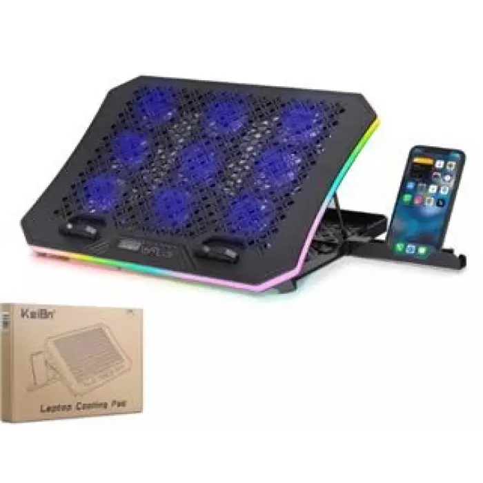 Hadron Dcxa19 Notebook Soğutucu 9-Fan + Telefon Standı 14-18 RGB Siyah