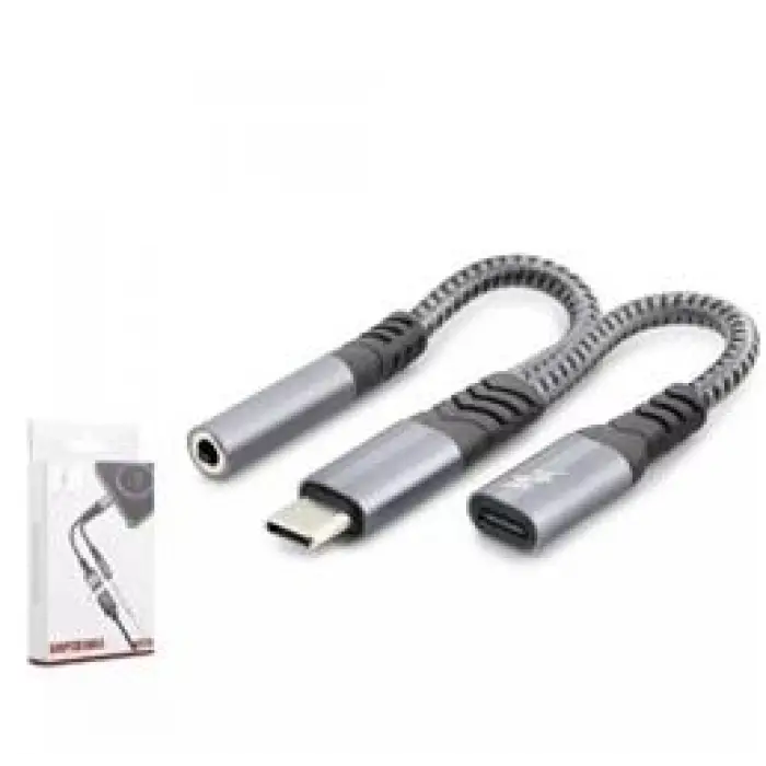 Hadron Gj-018 Type-C To 3.5Mm + Type-C F Kablo Car Şarj 100W Siyah (KDO)