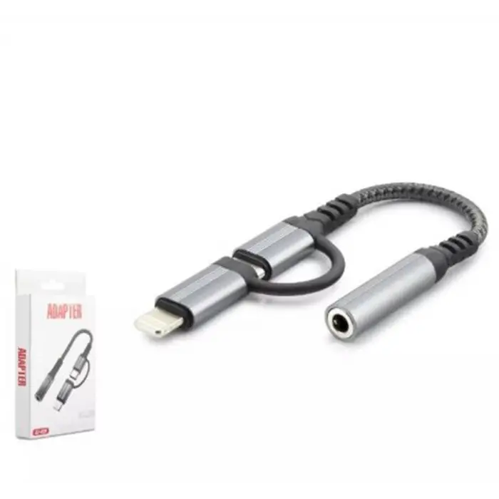 Hadron Gj-026 Type-C + Lightning To 3.5Mm F Kablo Siyah (KDO)