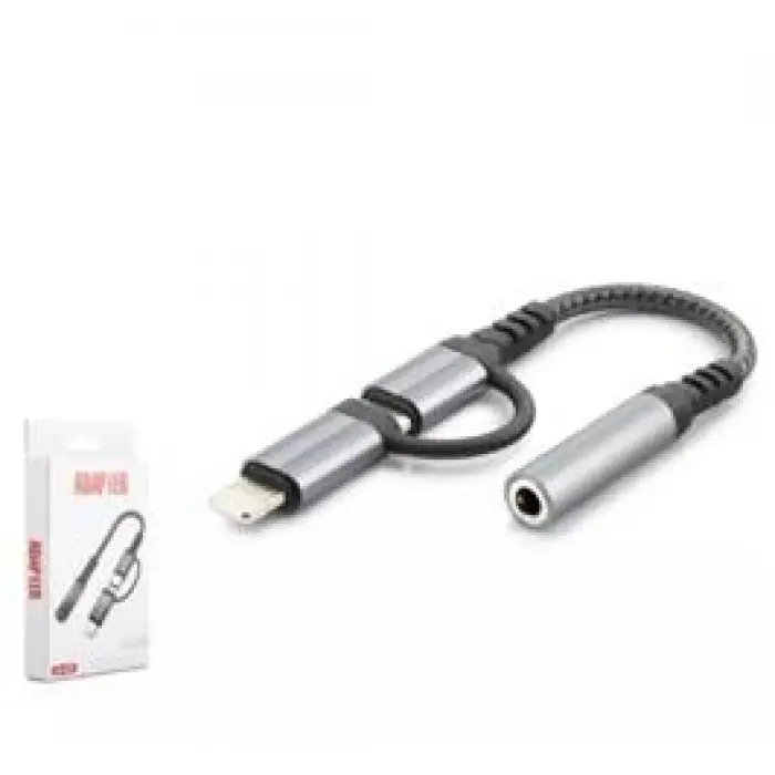 Hadron Gj-026 Type-C + Lightning To 3.5Mm F Kablo Siyah (KDO)