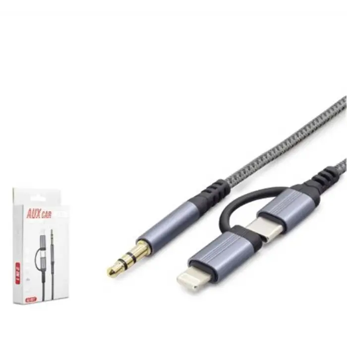 HADRON GJ027 Type-C Lightning 3.5 mm Ses Kablosu Siyah Gri (KDO)