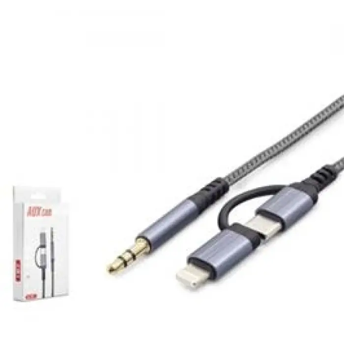 HADRON GJ027 Type-C Lightning 3.5 mm Ses Kablosu Siyah Gri (KDO)