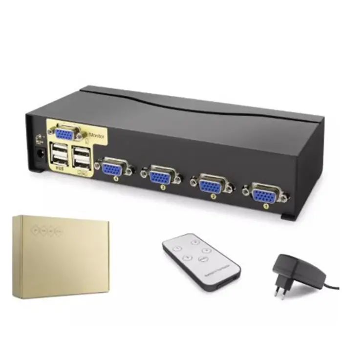 Hadron Hdx1381  4 Port  Vga Kvm Switch Uzaktan kumanda 5V adaptör