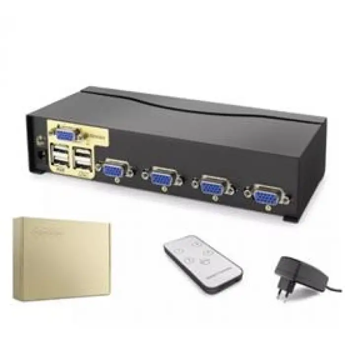 Hadron Hdx1381  4 Port  Vga Kvm Switch Uzaktan kumanda 5V adaptör (KDO)