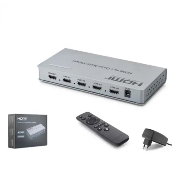 HADRON HDX1436 HDMI Quad Multi Viewer Kumandalı 4 Giriş 1 Çıkış Gri (KDO)