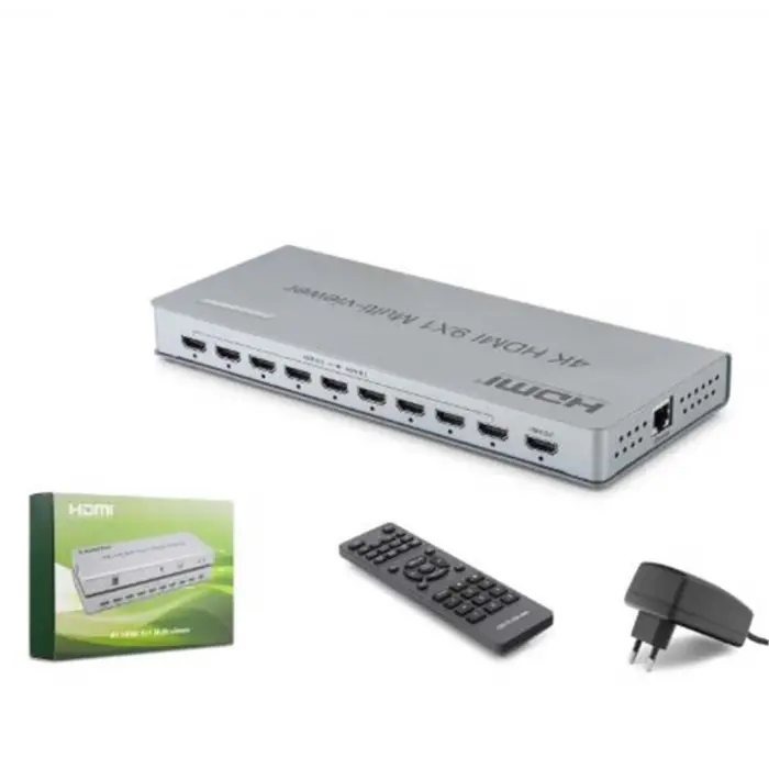 HADRON HDX1437 HDMI Multi Viewer Network Kontrollü Kumandalı 4K 30 Hz 9 Giriş 1 Çıkış Gri (KDO)