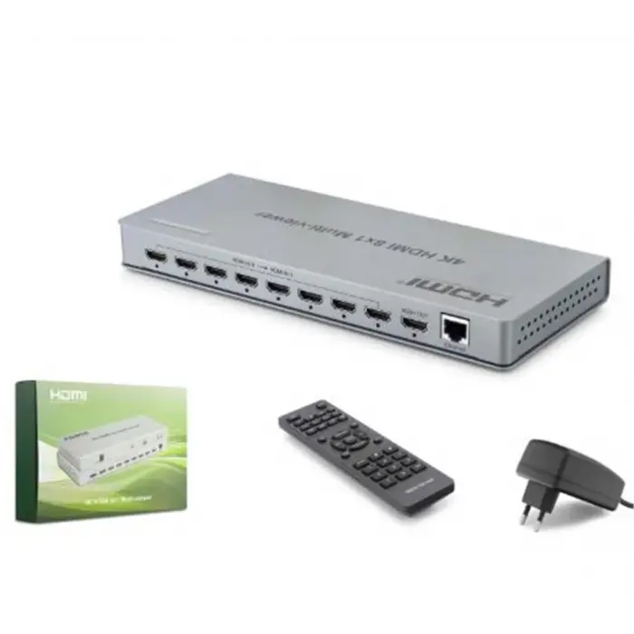 HADRON HDX1438 HDMI Multi Viewer Network Kontrollü Kumandalı 4K 30 Hz 8 Giriş 1 Çıkış Gri (KDO)