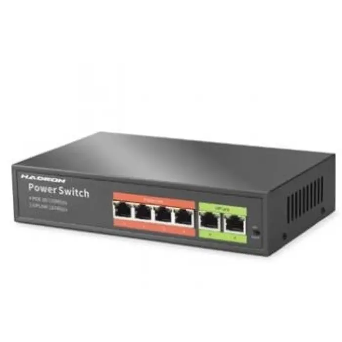 HADRON HDX1440 AI PoE Switch 4 Port 2 Uplink 45W Siyah