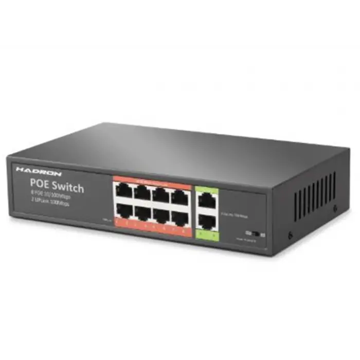 HADRON HDX1441 AI PoE Switch 8 Port 2 Uplink 65W Siyah (KDO)