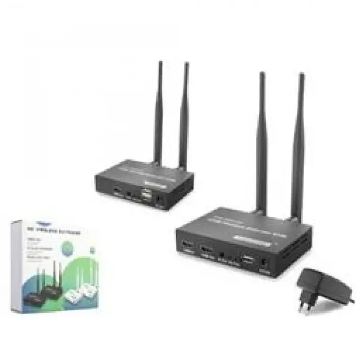 HADRON HDX1443 Kablosuz HDMI KVM Görüntü Aktarım Seti Loop-Out IR 1080p 300 m Siyah