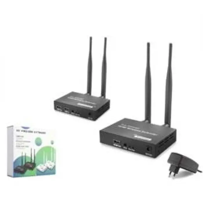 HADRON HDX1444 Kablosuz HDMI Görüntü Aktarım Seti Loop-Out IR 1080p 200 m Siyah