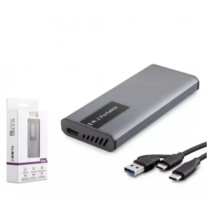 Hadron Hdx1780 Ssd Kutu Type-C3.1 + Usb3.0 Nvme + Ngff M2 Alüminyum + Plastik Chip Rtl9210B Rgb Gri