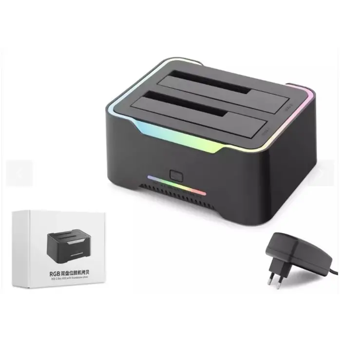 Hadron Hdx1790 HDD Docking – USB 3.0, 2.5 & 3.5 HDD-SSD, 8TB Destekli  RGB Siyah (KDO)