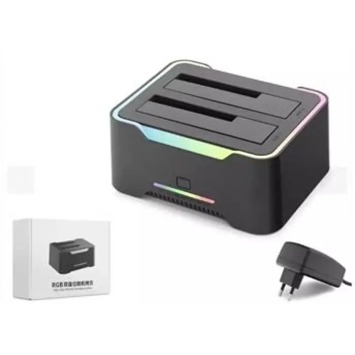 Hadron Hdx1790 HDD Docking – USB 3.0, 2.5 & 3.5 HDD-SSD, 8TB Destekli  RGB Siyah (KDO)