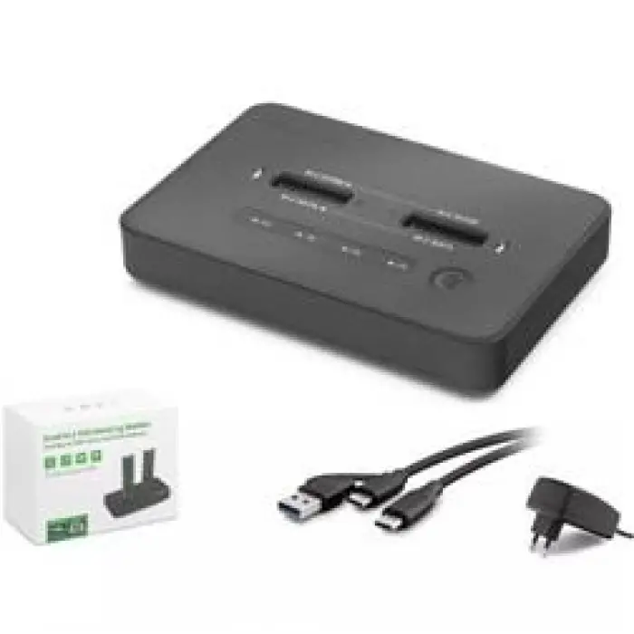 HADRON HDX1797 Dual M.2 SSD Disk Docking Station NVMe-NVMe SATA-SATA Klonlama Destekli - Siyah (KDO)