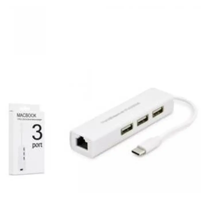 Hadron Hdx7007 Type-C Hub Combo 3-Usb + Lan Beyaz