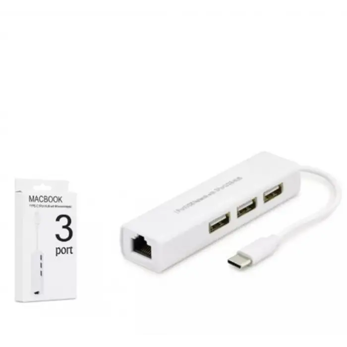 Hadron Hdx7007 Type-C Hub Combo 3-Usb + Lan Beyaz (KDO)