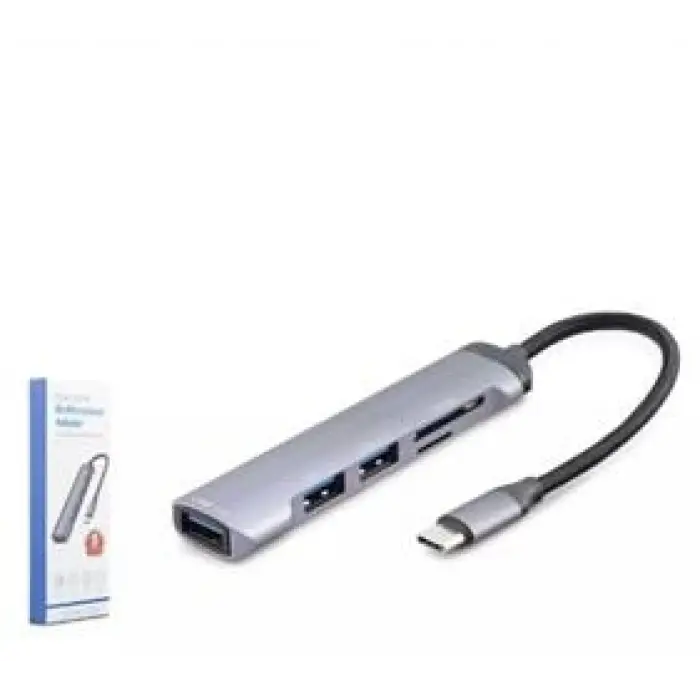 HADRON HDX7039 USB HUB COMBO 5IN1 USB type-c SD + TF CARD GRİ (KDO)