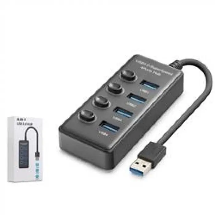 Hadron HDX7049 USB Hub 3.0 5Gbps 4x USB-A 4 Port Switch’li Çoklayıcı Siyah (KDO)