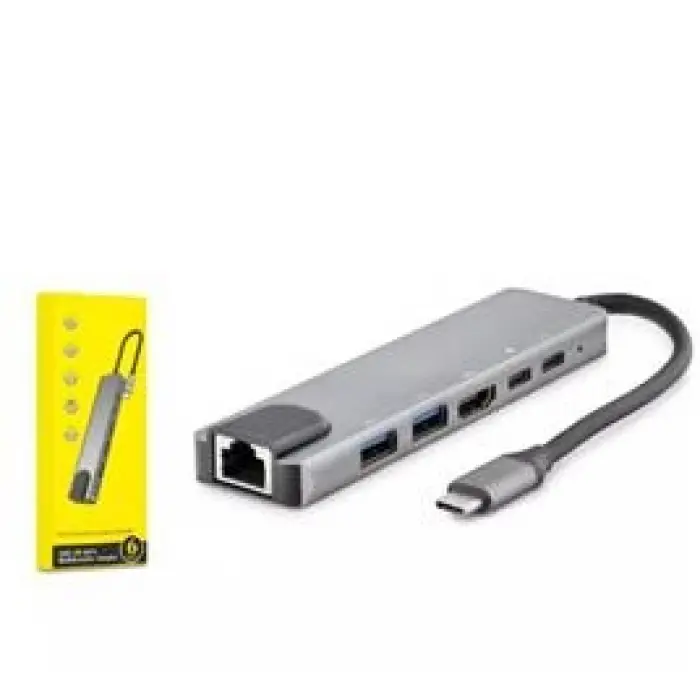 HADRON HDX7791 TYPE-C HDTV COMBO HDMI 4K 30HZ + 2-TYPE-C + 2-USB3.0 + LAN 6IN1 GRİ
