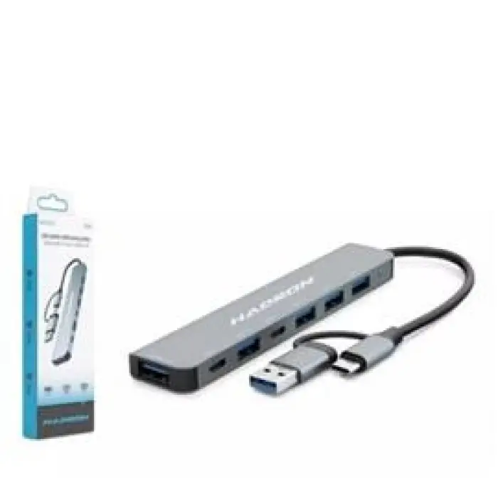 Hadron Hdx7827 Type-C Hub 2-Type-C + 4-Usb3.0 + 7In1 Gri (KDO)
