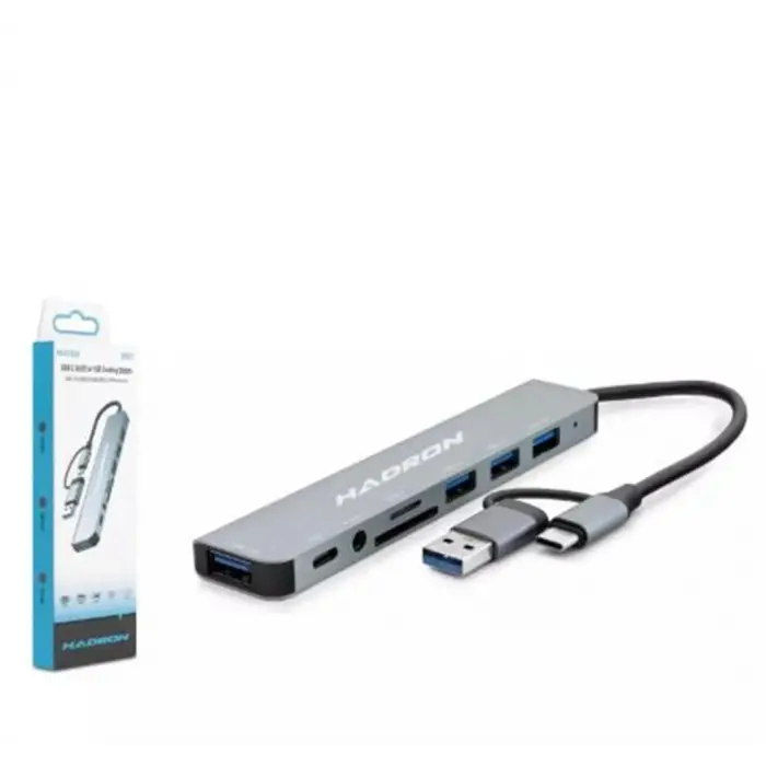 Hadron Hdx7828 Type-C Hub Combo 3-Usb3.0 + Usb + Type-C + Audio + Sd + Tf 8In1 Gri (KDO)