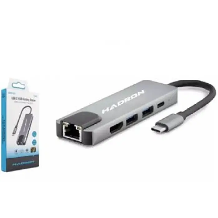 HADRON HDX7831 TYPE-C HDTV COMBO HDMI 4K 30HZ + TYPE-C + 2-USB3.0 + LAN 5IN1 GRİ (KDO)