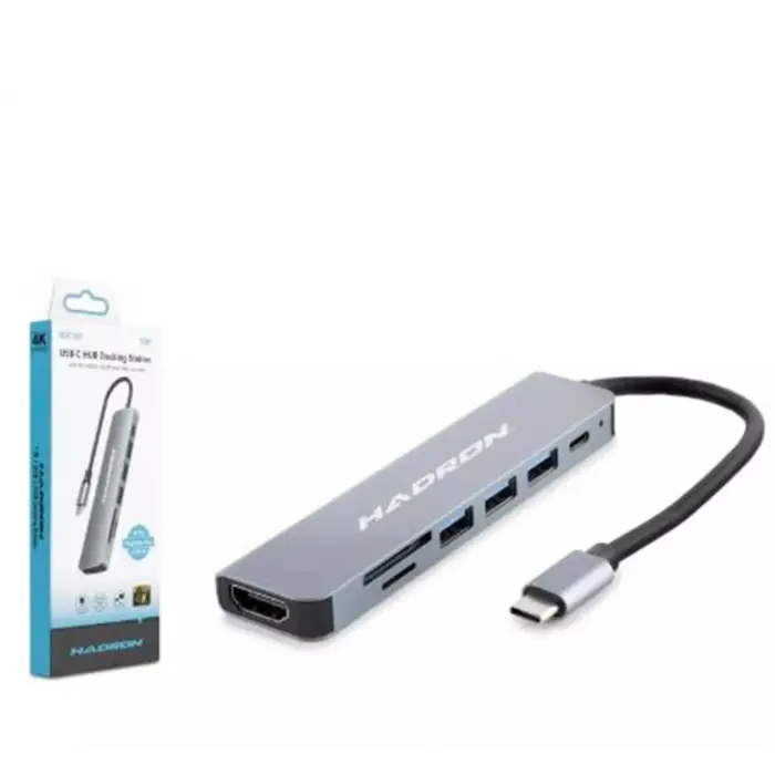 Hadron Hdx7835 Type-C Hdtv Combo Hdmi 4K 30Hz 3-Usb3.0 + Sd + Tf 7In1 Gri