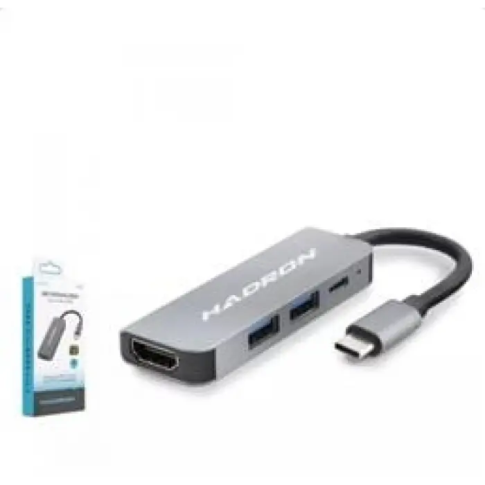Hadron Hdx7840 Type-C To Hub Hdtv Hdmi 4K 30Hz + Type-C + 2-Usb3.0 4In1 Gri (KDO)