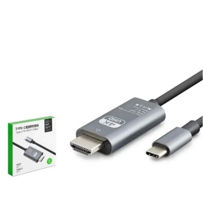 HADRON HDX7853 Type-C to HDMI Görüntü Kablosu 4K 30 Hz 1.8 m Gri (KDO)