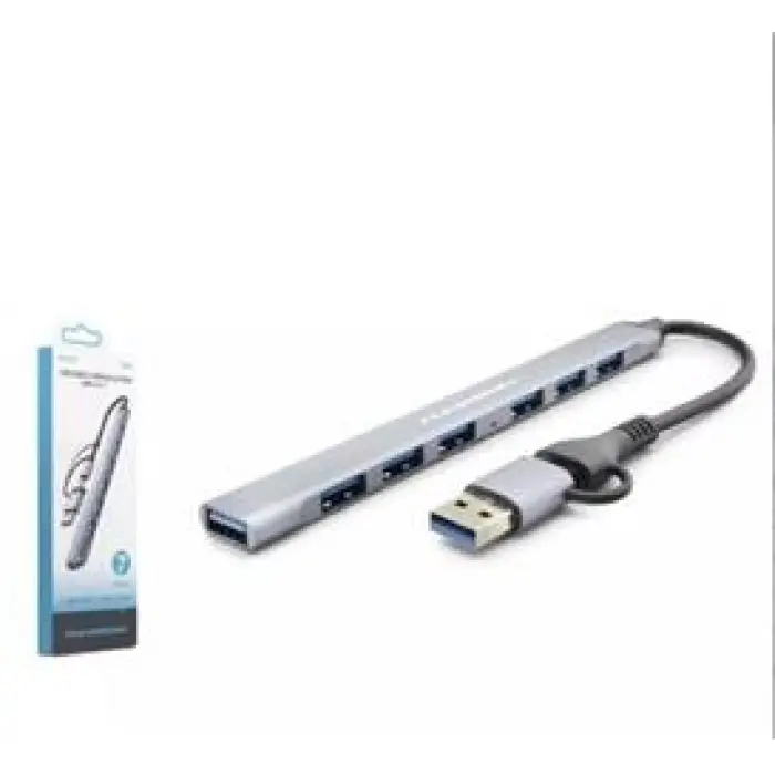 Hadron Hdx7857 Usb + Type-C Hub 7In1 1-Usb3.0 6-Usb2.0 Gri (KDO)