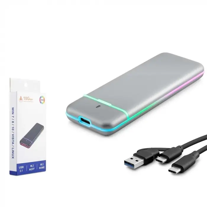 Hadron M2 Hdx1774 Ssd Kutu Type-C3.1 + Usb3.0 Nvme + Ngff M2 Chip Rtl9210B Gri (KDO)