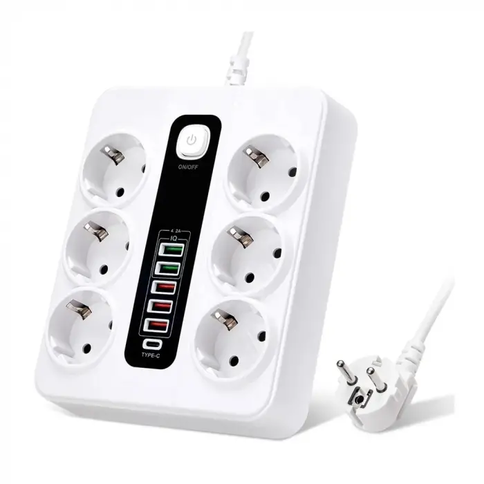 Hp-h04 3000w 10amper 6’lı 2metre Uzatma Kablolu Çoklu Termal Akım Priz