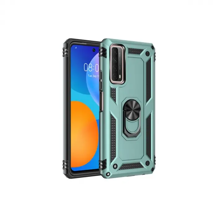 Huawei P Smart 2021 Kılıf Sofya Yüzüklü Silikon Kapak - Yeşil