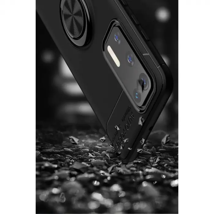 Huawei P40 Kılıf Range Yüzüklü Silikon - Siyah