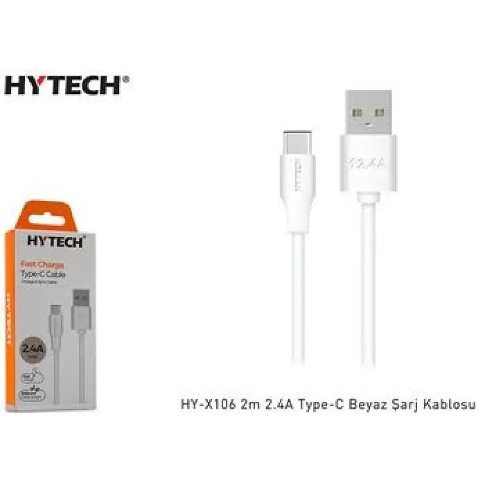 Hytech HY-X106 2m 2.4A Type-C Beyaz Şarj Kablosu (KDO)
