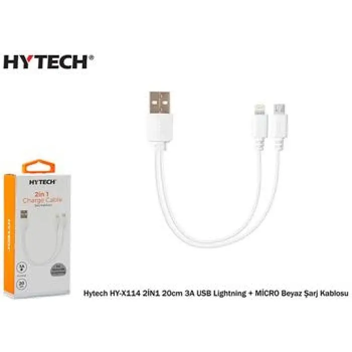 Hytech HY-X114 2İN1 20cm 3A USB Lightning + MİCRO (KDO)