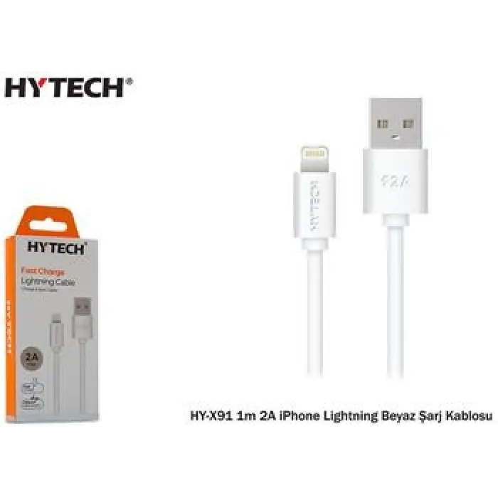 Hytech HY-X91 1m 2A iPhone Lightning Beyaz Şarj Kablosu (KDO)
