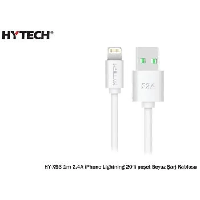 Hytech HY-X93 1m 2.A iPhone Lightning Beyaz Şarj Kablosu (KDO)