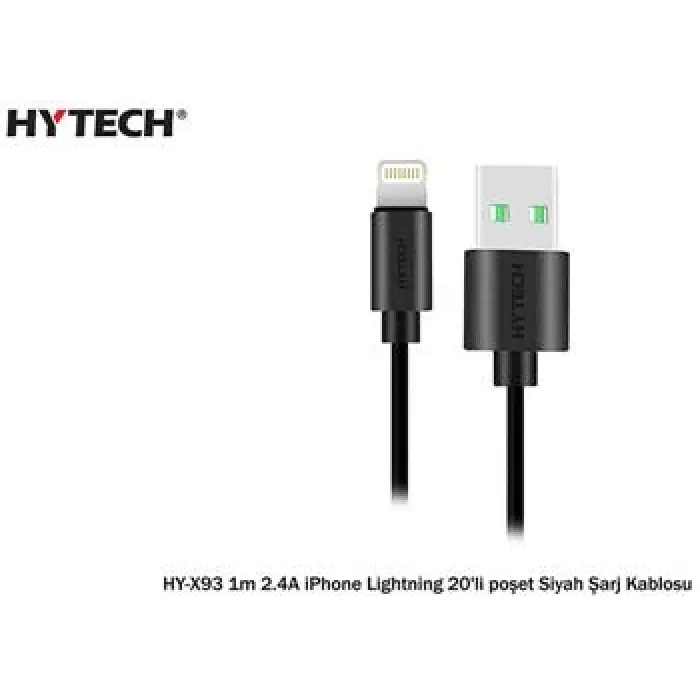 Hytech HY-X93 1m 2.A iPhone Lightning Şarj Kablosu Siyah (KDO)