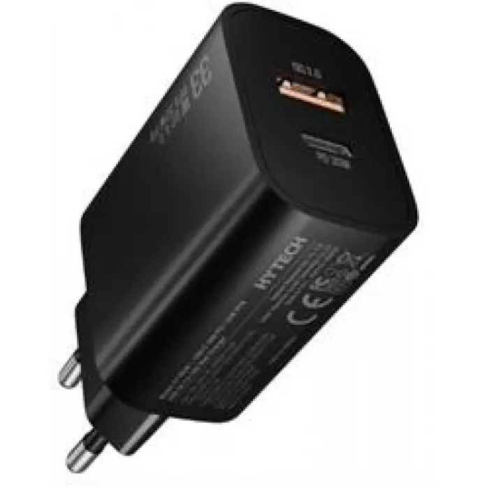 Hytech HY-XE49 Type-C + USB-A 30W PD - 33W PPS USB QC 3.0 18W Hızlı Ev Şarj Adaptörü (KDO)