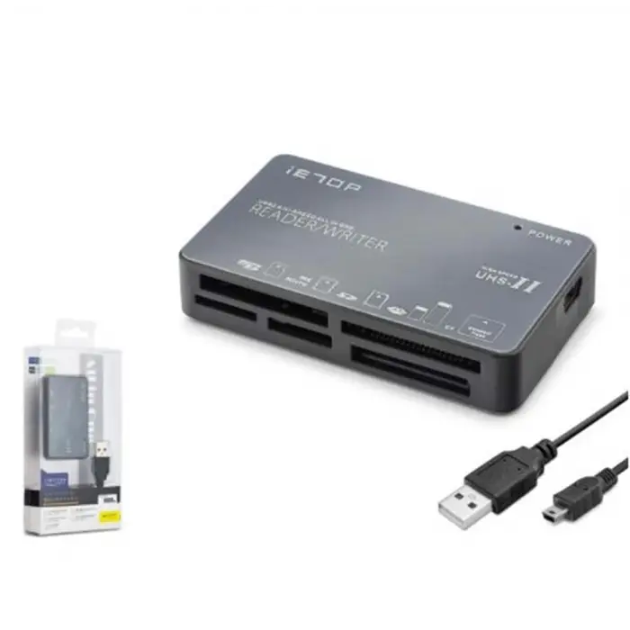 iETOP C208 USB All in One Kart Okuyucu CF SD MicroSD MS UHS-II 480 Mbps Alüminyum Gri (KDO)